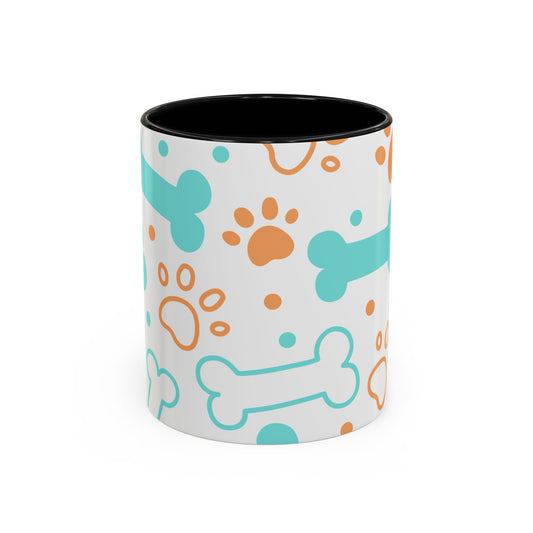 Playful Pet Paw Print Coffee Mug - Cute Dog Bones Design